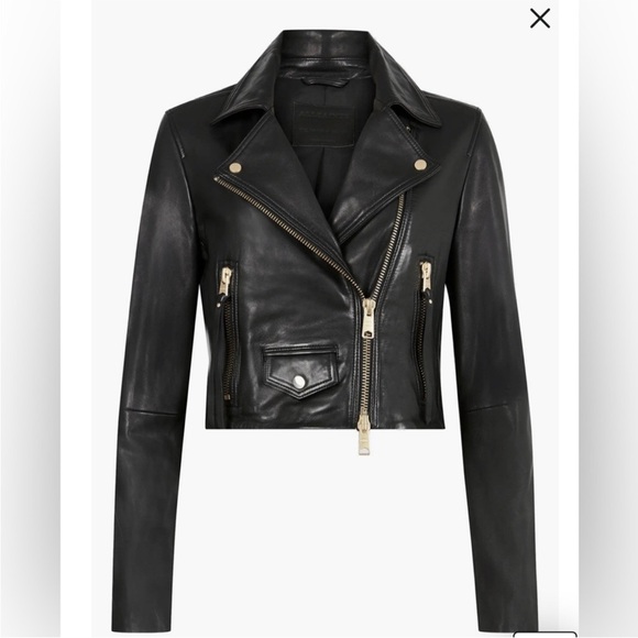 All Saints Elora Black Leather Biker Jacket - Picture 4 of 9